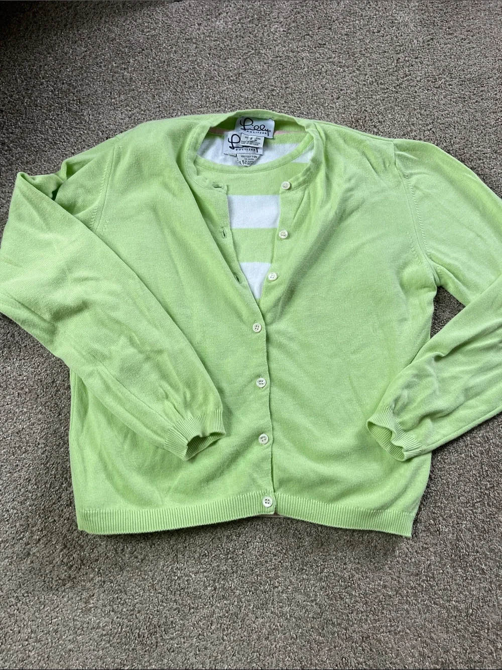 Vintage White Label Lilly Pulitzer Pistachio Striped Tank Cardigan Set Portugal